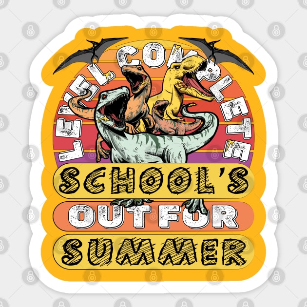 Level Complete Dinosaur I Crushed School's out for Summer Sticker by alcoshirts